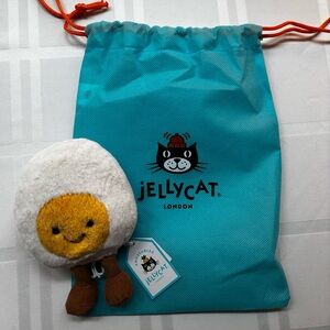 Jellycat Happy Boiled Egg Plush Toy with Turquoise Bag